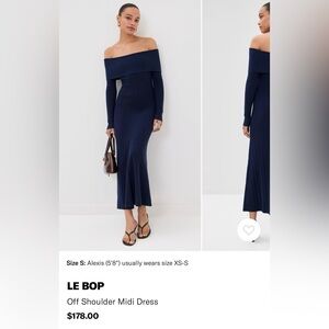 Elegant Long Sleeve Off-Shoulder Dress - Navy